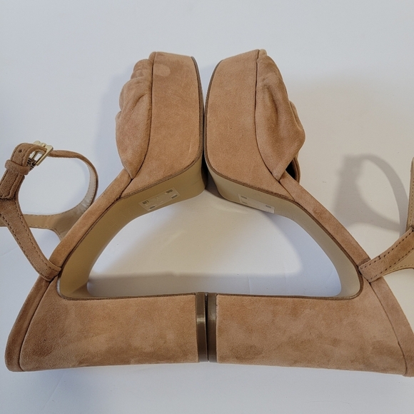 DRAPER JAMES Paloma Platform Tan Suede Slink Back Pumps Sz 8.5 Y2K Going Out - Picture 6 of 12